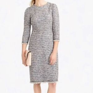 J. Crew Factory Textured Black and White Midi Dress